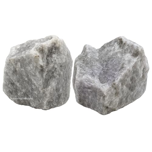Image of Amazing Gemstone 2 Pieces Hackmanite Fluorescent Sodalite Raw Crystals and Healing Stones, Natural Rocks for Tumbling and DIY Raw Stones and Crystals
