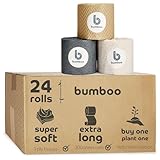 Bumboo Toilet Roll 24 Pack | Wrapped Toilet Paper 3 ply, 300 Sheets | Made from Bamboo and Tree Fibres| Plastic-Free, Soft, Strong, Eco-Friendly & Biodegradable Toilet Tissue