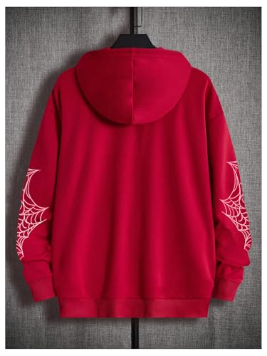 SHENHE Men's Zip Up Graphic Spiderweb Print Long Sleeve Goth Hoodie Sweatshirt Jacket2