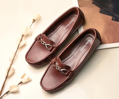 Image of LOUIS STITCH Women's Premium Slip-On Loafers with Buckle | Elegant Solid Slip-On Comfort Shoes for Casual and Formal Wear | Slip-On Loafer Shoes for Women | LSLD-BLR-HS02