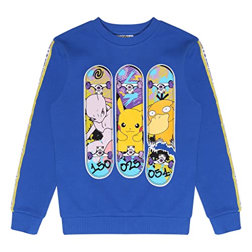 Popgear Pokemon Triple Skater-Sudadera de Cuello Redondo para niños, Color Azul Real Moda, 5-6...