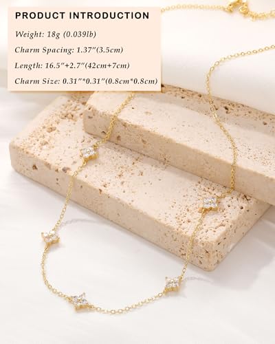 FUNEIA Dainty Silver Gold Necklaces for Women Trendy Non Tarnish 14K Gold Plated Cubic Zirconia Necklace Layered Cute Butterfly Heart Station Choker Necklace Stack for Wedding Prom Brides Jewelry4