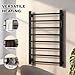 LINKLIFE Heated Towel Warmer Rack for Bathroom, IP65 Waterproof Heated Towel Rack Freestanding & Wall Mounted, 8 Bars Towel Warming Rack with Timer 1-8 H & Temp Control 100-140°F, Black