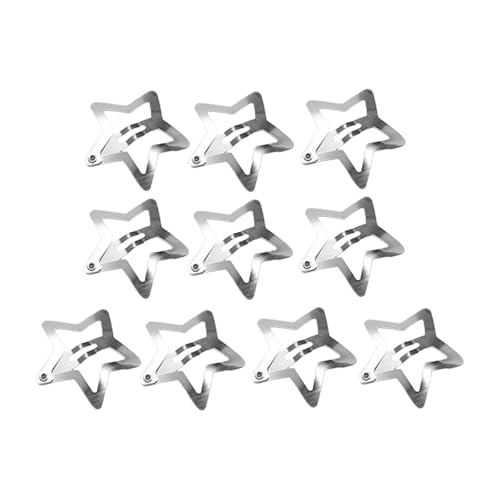 10 fermagli per capelli a forma di stella color argento, per ragazze, graziose mollette per capelli a forma di stella, semplici accessori per capelli per donne, ragazze e bambini