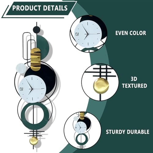 Reloj de pared grande metálico 59 pulg diseño geométrico 3D miniatura 5