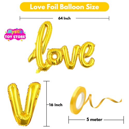 Image of Love Banner Gold for Birthday Wedding Home Boys Girls Men Women Foil Balloon Decoration Decor Celebration Golden