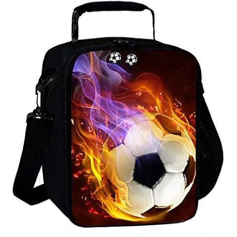 7-Mi 3D Football Kids Reusable Lunch Container Kids Lunch Bags Children Lunch Box Cooler Thermal for School Insulated Meal Tote Shoulder Bag… Cover