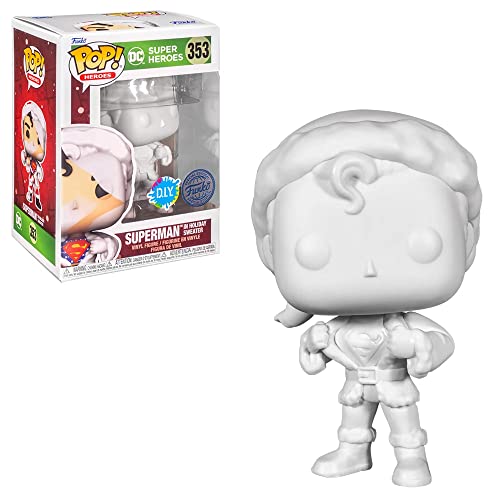 Funko Dc Holiday Superman In Sweater Diy Pop Vinyl Figure Limited Edition Exclusive - White