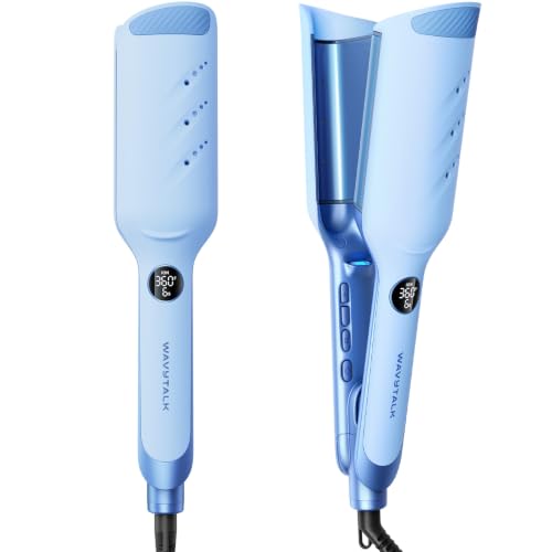 Image of Wavytalk Power Wave Hair Crimper, Ionic Hair Waver for Less Heat Damage | Beach Waves Curling Wand, Ventilation Design for Less Damage, Ionic Reduces Frizz, Dual Voltage Hair Waver (BLUE)