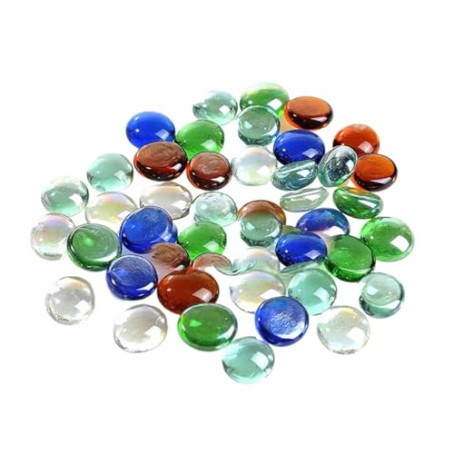 Générique Gravier Aquarium Galets de Cristal Plats, Accessoires artisanaux, Billes de Couleurs mélangées, Pierres de Verre for Aquarium, 200g pour Jardins