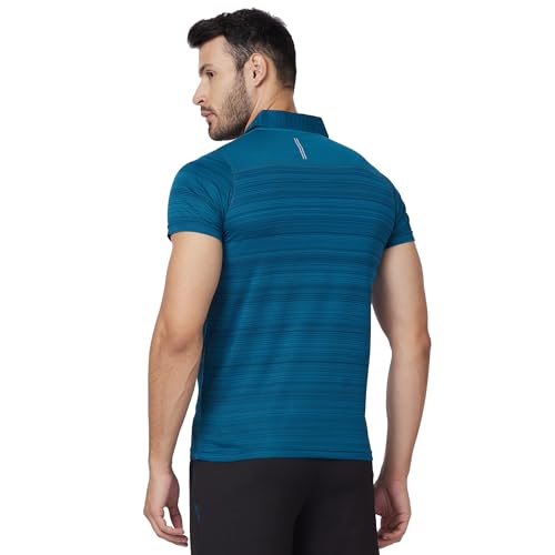 Image of berge' Mens Polyester Dry Fit Collar Wave Stripe Polo Tshirts for Men, Quick Drying & Breathable Fabric, Gym Wear & Workout Tees|Collar Tshirt for Men|Slim Fit Half Sleeve Tshirt|Polo Neck Tshirts