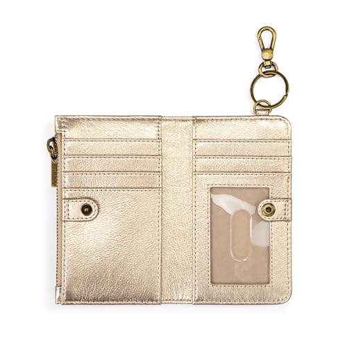 Image of The Sak Encino Card Wallet - Women's Leather Wallet For Everyday - Slim Wallet With Zipper, Credit Card Slots & Coin Holder - Light Gold