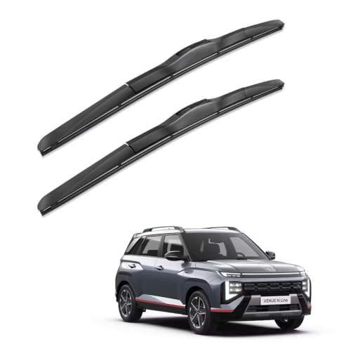 Image of Oshotto Frameless (O.E.M Type) Wiper Blades Compatible with Hyundai Venue N Line (24 inch / 17 inch)
