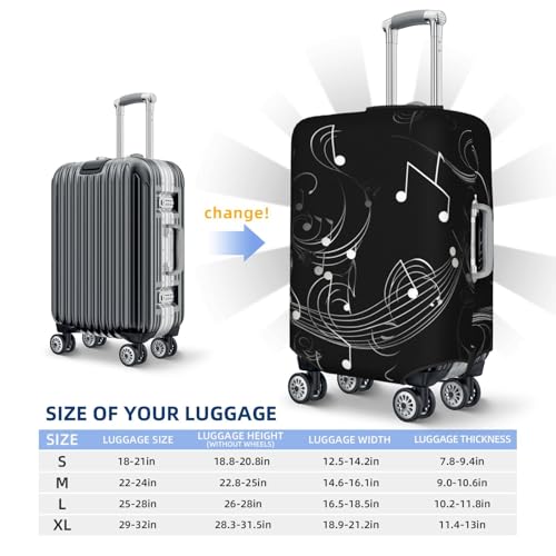 Travel Luggage Cover Black note Suitcase Protector Elastic Washable Stretch Suitcase Protector Anti-Scratch Travel Suitcase Cover Fit 18-32 Inch Luggage2