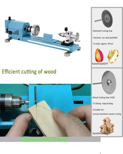 Image of Mini Wood Lathe Machine Infinite Speed Control Multi-Purpose Type For Desktop Supports Wood Sawing, Polishing, Grinding The Professional Set Of Accessories Comes With Instructions For Easy Use