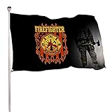 Flag Banner Firefighter Fire Dept Badge Brass Grommets Vivid Color 3x5 Feet Home Decoration,Garden...