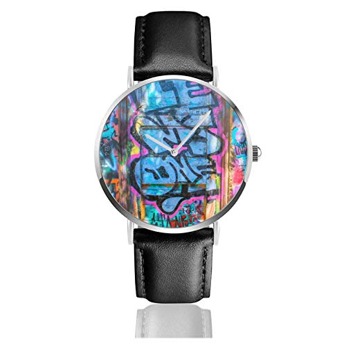 Reloj de puerta pintado con movimiento de cuarzo, correa de reloj de cuero impermeable para hombres y mujeres, reloj informal de negocios simple