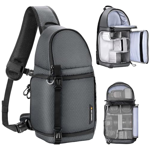 K&F CONCEPT Borsa a Tracolla per Fotocamera, Zaino Monospalla Fotografico Impermeabile, Zaino...