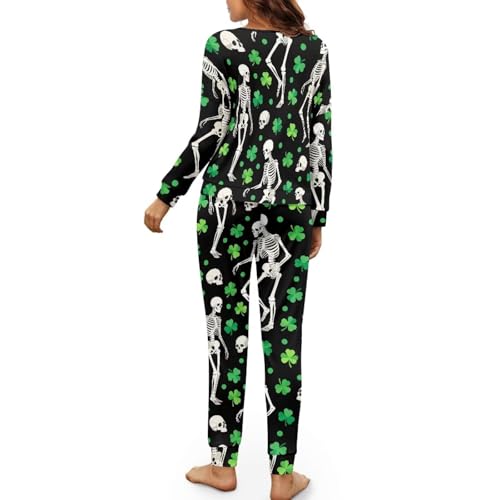 Image of Womens Lounge Set Long Sleeve Soft Pajama Sets Casual 2 Piece Pj Outfit Crewneck Sleepwear with Pockets Plus Size