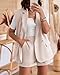 KIRUNDO Two Piece Outfits for Women Dressy Sleeveless Blazer and Shorts Sets with Pockets Fashion Summer Clothes(Beige, Medium)