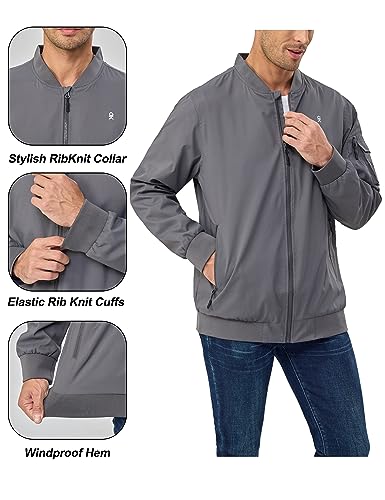 Image of Little Donkey Andy Men's Lightweight Bomber Jacket Causal Fashion Flight Windbreaker Fall Spring Outdoor Coat
