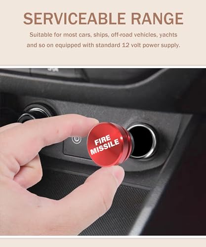 Image of bylikeho Cigarette Lighter Plug Cover,Aluminum Cigarette Lighter Plug Plug,Car Accessories Button Decorations Plug,Fits Most Automotive Vehicles Boats with Standard 12 Volt Power Source (Red /Fire)