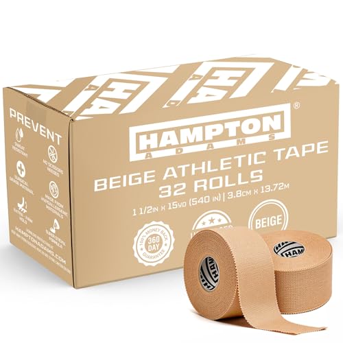 Image of Hampton Adams | As Seen on Shark Tank | Original Bulk Athletic Tape (32-Pack) | 45 ft Rolls | NO Sticky Residue & Easy to Tear | Perfect for Sports Athletes, Trainers & First Aid Injury Wrap