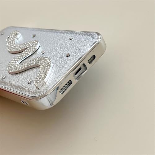 Coque iPhone 14 Antichoc avec Strass Serpent et Placage Laser en Cuir
