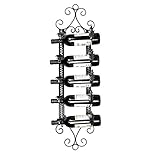 MTYLX Estante de Vino, Estante de Alenamiento, Gabinete de Estante de Vino, Hierro Montado en la Pared 5 Botellas Rack de Vino Restaurante Bar Bar de Vinos Top Holders