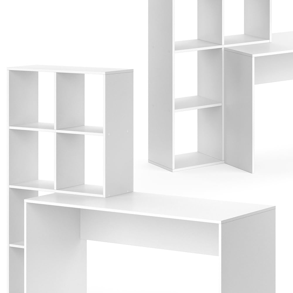 Vicco Scrivania con ripiani Mara, Bianco, 166.8 x 59 cm