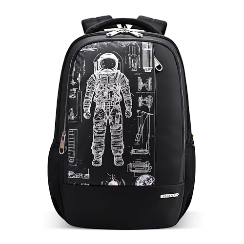 Image of Gear Anatomy Space 19 inch /38L Large Water Resistant School Bag | Casual Backpack | Daypack | Travel Backpack | Kids Bag for Boys /Girls (Black - Black)