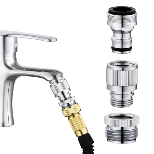 Ceaeso Kitchen Sink Faucet Quick Connector, Sink Faucet to Garden Hose Adapter, Dishwasher/Washer Snap Coupling Adapter, Faucet to Hose Adapter for Kitchen/Bathroom/Shower Hose