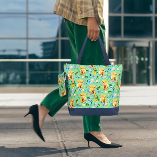 Image of NGIL Medium Top Zipper Closure Canvas Tote Bag with Attached Matching Coin Purse For Moms and Nurses