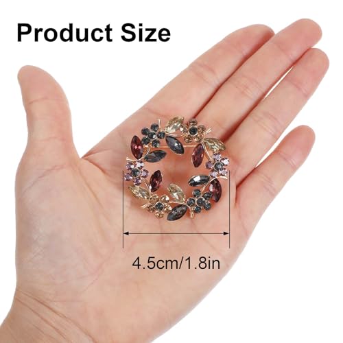 Image of Flower Brooches for Women, Elegant Wreath Brooch, Rhinestone Hair Clips, Vintage Crystal Flower Lapel Pin for Women Girls Coats, Wedding, Shawls, Parties, Proms, Valentine's Day
