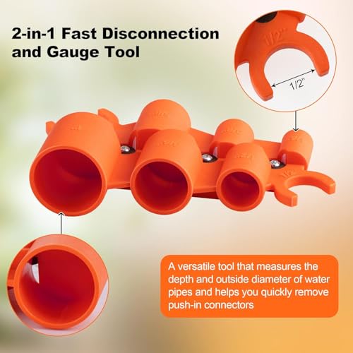 1/4'' à 1'' Outil de mesure de profondeur et de diamètre, outil de suppression des raccords de plomberie pour PVC PPR CPVC PERT Tuyaux en laiton d'aluminium, poussez pour connecter l'installateur & Mesure de l'indicateur