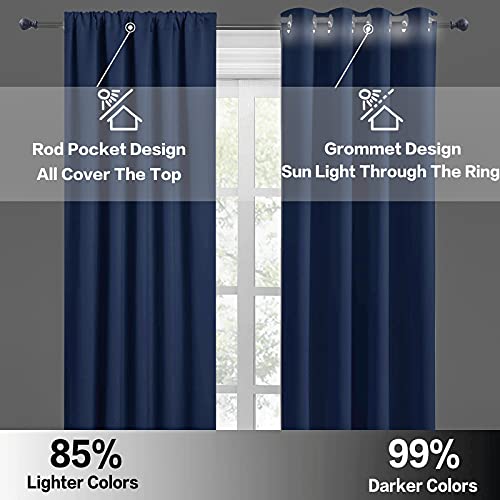 RYB HOME Large Curtains for Living Room 84 inches Length, Blackout Privacy Room Divider Curtains for Doorway Closet Basement Patio Door Bay Window, W 70 x L 84, Navy Blue, 2 Panels