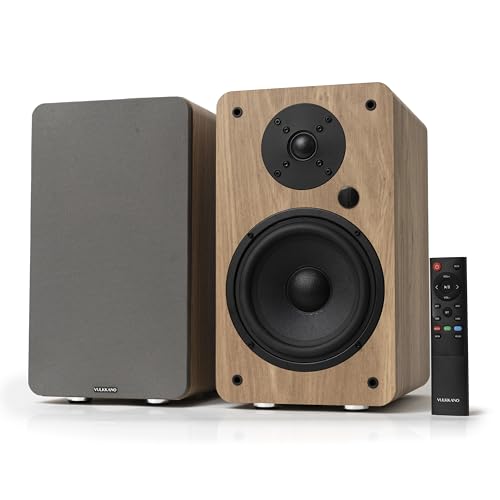 VULKKANO A6 ARC 6,5-tums woofer, Bluetooth 5.0, HDMI ARC, Optica, RCA, USB, med subwooferutgång, HiFi-studioskärmar med elegant design, brun