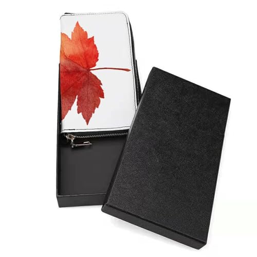 Maple Leaf Simple Minimalistic PU Leather Clutch Long Bifold Wallet, Coin Purse Credit Pass Case, Durable Card-Holder Money Storage for Women Men3