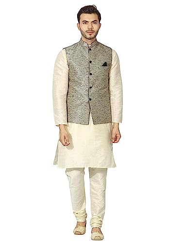 Image of Mens Kurta Pyjama Set with Designer Ethnic Nehru Jacket