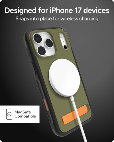 Image of ZAGG Sedona Snap Case with Kickstand for iPhone 17 Pro Max - Green Sea Kelp, Drop Protection (13ft /4m), Multi-Layer Protection, with Camera Button, MagSafe Phone Case with Impact-Absorbing Bumpers
