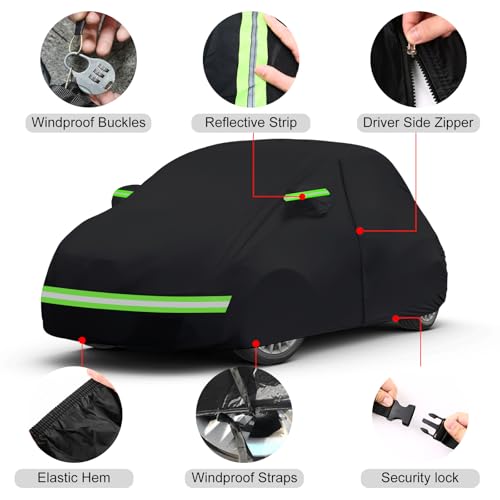 Autoabdeckung Vollgarage Ersatz für VW Beetle 1998-2022, Allwetter Reflektierende Autoabdeckung mit Reißverschluss und Winddichtem Gurt, Für Alle Jahreszeiten Geeignet