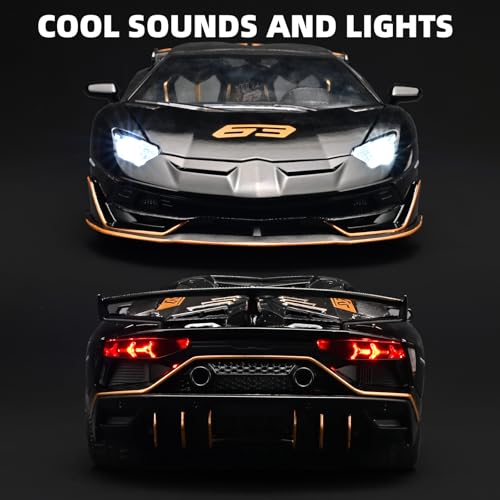 Carro de juguete a escala 1:18 con luz y sonido negro miniatura 4