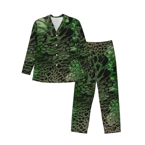 Pyjama homme imprimé serpent vert manches longues thermorégulateur doux