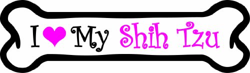 Imagine This 7-Inch by 2-1/4-Inch Car Magnet Pink Bones, I Love My Shih Tzu