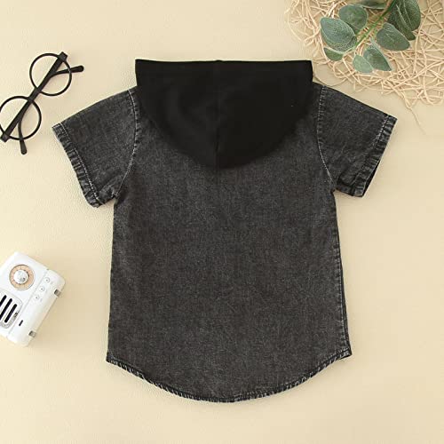 Toddler Boys Girls Short Sleeve Denim Hooded Coat Kids Tops T Shirt With Pocket Girls Coats2