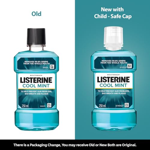 Listerine Cool Mint Mouthwash Liquid, Removes 99.9% Germs, 250ml Combo Pack of 3 (Buy 2 Get 1 Free)