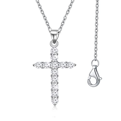 Sterling Silver Cross Necklace Gold Plated,5A CZ Diamond Infinite Elements,18