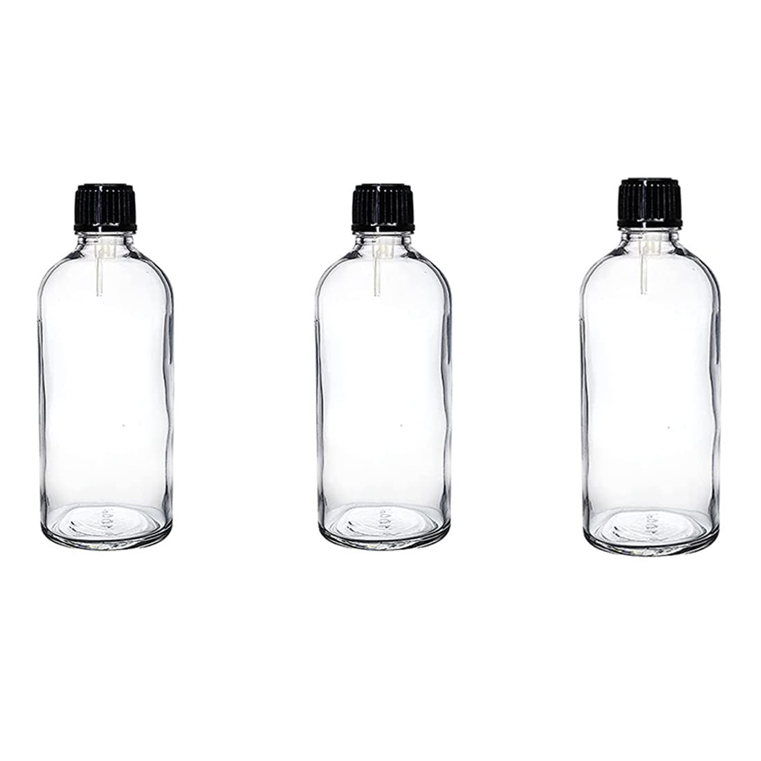 PHARCOS 100Ml Transparemnt Glass Bottle With Black Cap And Euro Dropper Plug For Essential Oil | Diy | Perfume | Aromatherapy - Easy To Fill And Reuse - Protective And Durable (Leak Proof) pack of 3