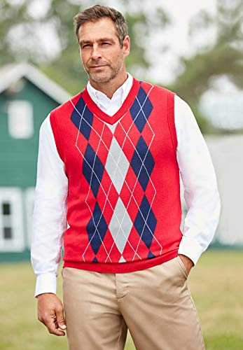 Kingsize Men's Big & Tall V-Neck Argyle Sweater Vest - Big - 7Xl, Blue Argyle Multicolored #TOP2