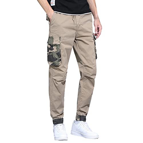 Pantalon camouflage kaki Young and Pants pour homme en coton taille 31-35